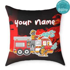 Firetruck Pillow Cushion Customizable Template Instant Download