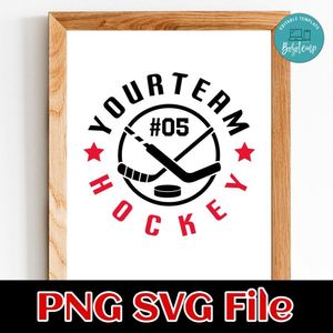 Hockey Custom Number and Team Name PNG SVG design template