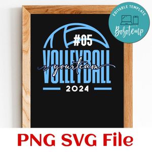 Volleyball Custom Number and Team Name SVG design template