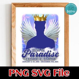 Custom Rest in Paradise Angel With Crown Added Memorial Customer Request PNG file template