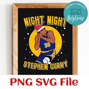 Stephen Curry Christmas Night PNG SVG Customizable Instant Download