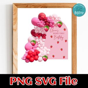Berry First Birthday Customer Request PNG file template