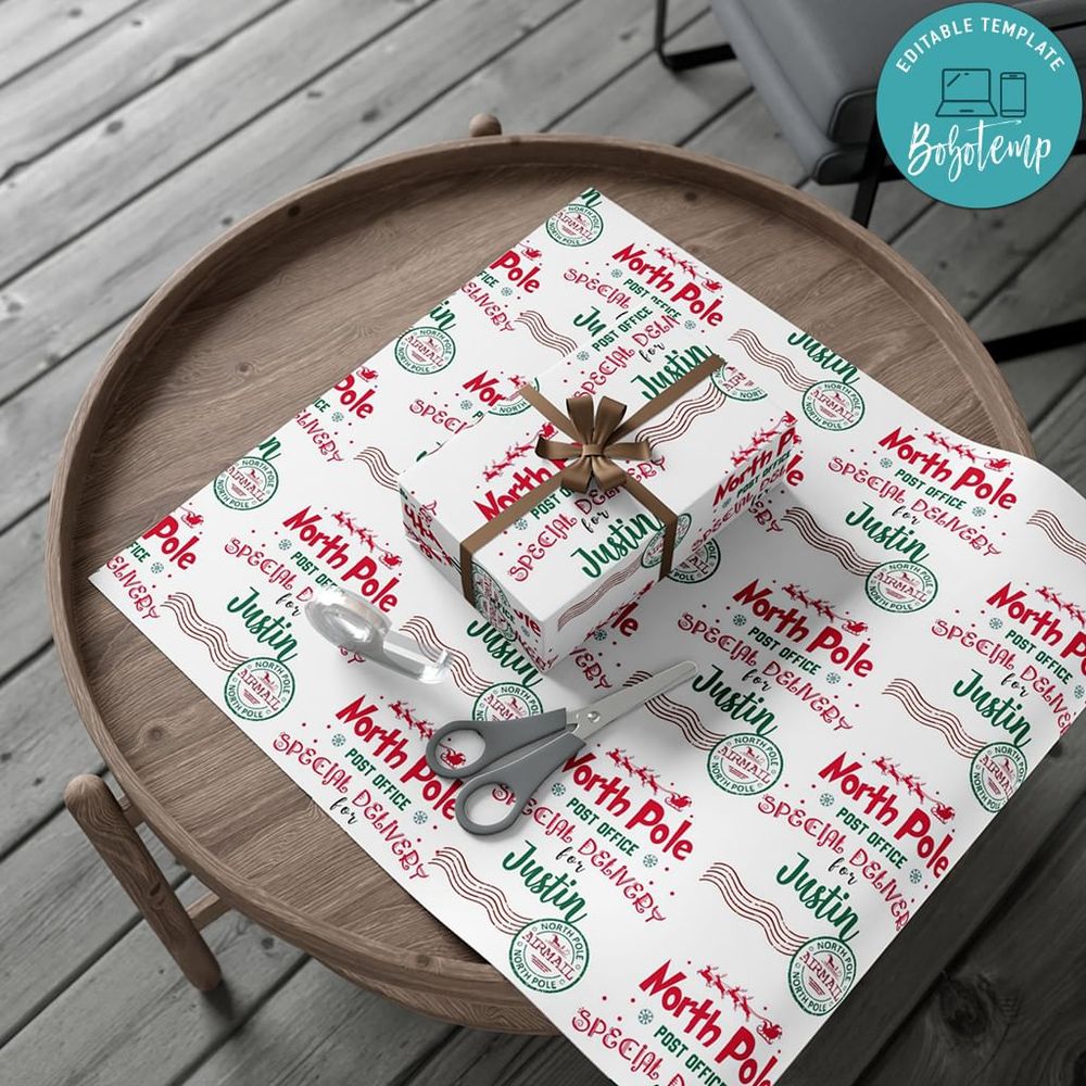 Personalised North Pole express Santa Gift Wrap Customizable