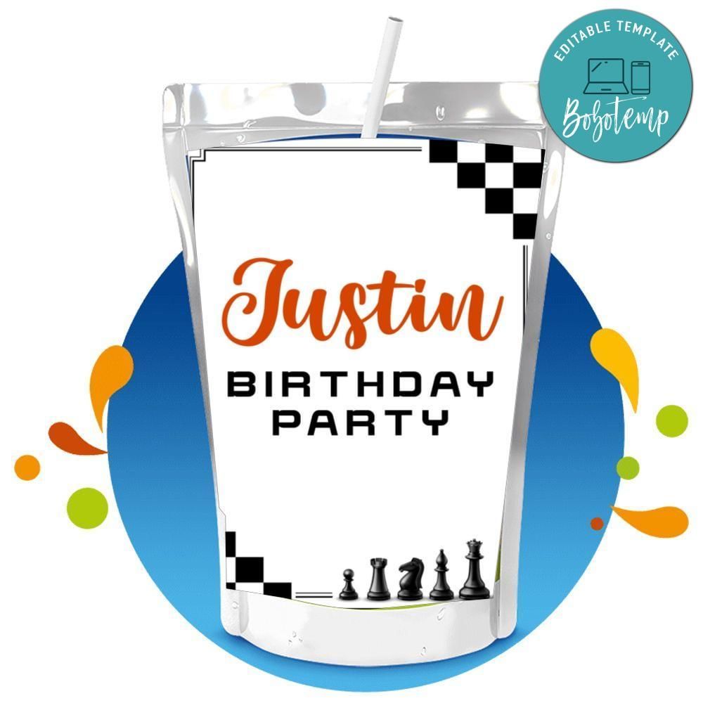 Chess Birthday Capri Sun Customizable template instant download