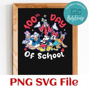 100 Days of School Mickey PNG SVG file template
