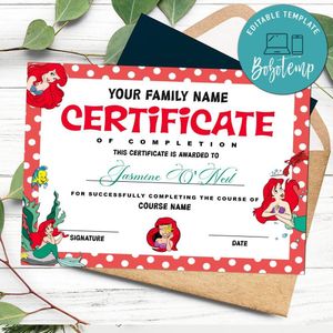 Ariel Certificate Template Customizable Instant Download