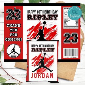 Air Jordan Birthday Chip Bag Customizable template instant download