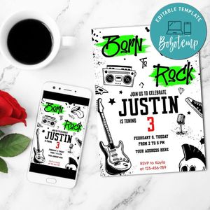 Born to rock Invitation Template Customizable Instant Download