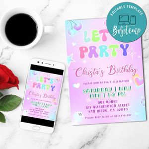 Stoney Clover Preppy Party Invitation Template Customizable Instant Download