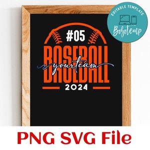 Baseball Custom Number and Team Name SVG design template