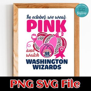 In October We Wear Pink And Watch Hockey PNG design template