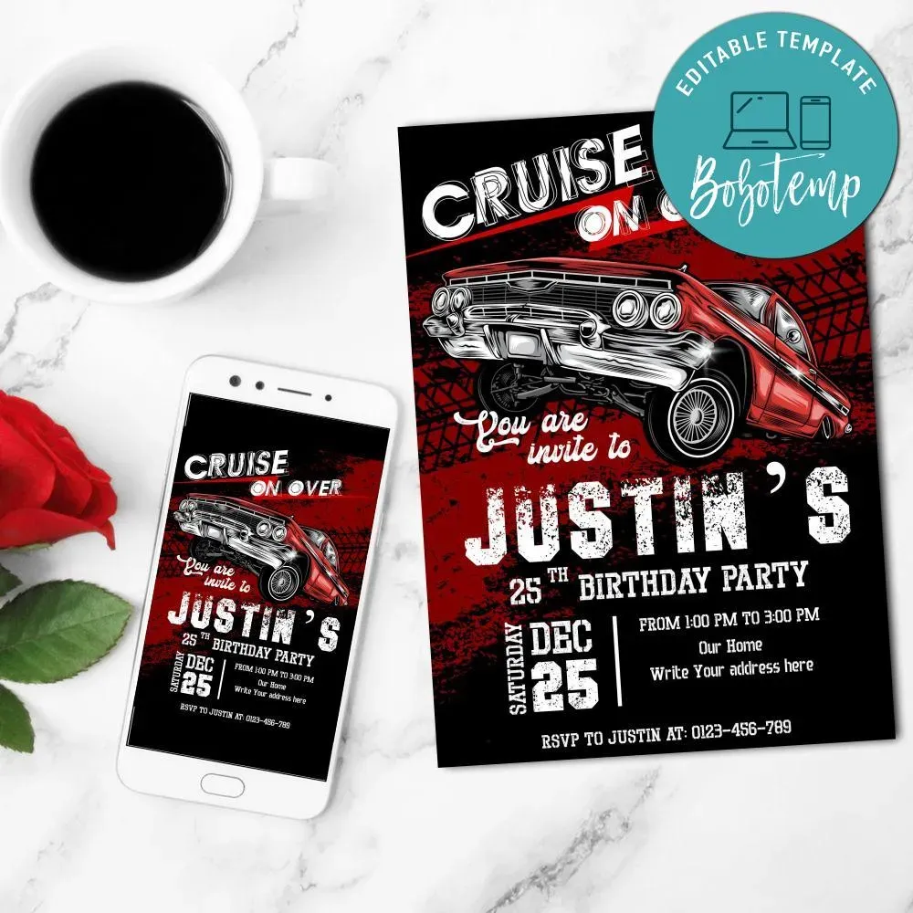 Low rider Flyer Template Customizable Instant Download | Bobotemp