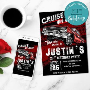 Low rider Birthday Flyer Template Customizable Instant Download