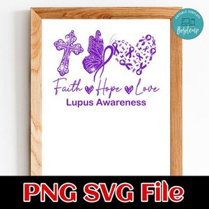 Faith Hope Love Purple Ribbon Lupus Awareness Customer Request PNG file template