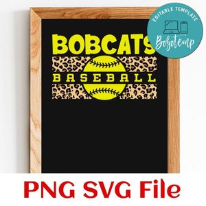Bobcats Leopard Baseball SVG PNG design template