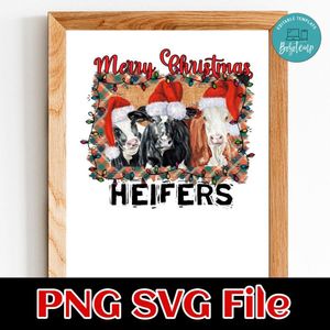 Merry Christmas Heifers PNG SVG file template