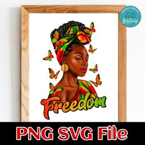 Freedom Afro Woman Juneteenth PNG design template