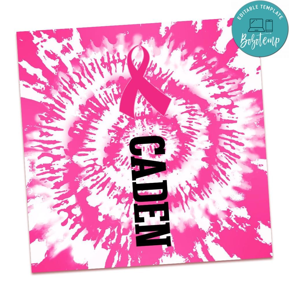 Pink tie dye breast cancer PNG design template