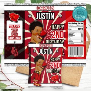 Boxing Birthday Chip Bag Customizable template instant download