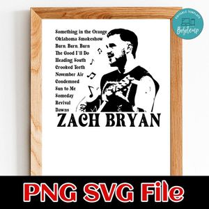 Zach Bryan Country Music Song PNG SVG file template