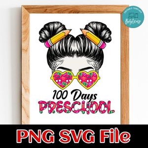 100 Days Preschool Girls PNG SVG file template