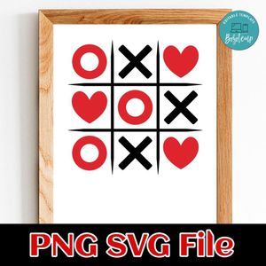 Valentines Day Tic Tac Toe XO XO PNG Customizable Instant Download