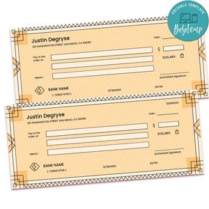 Custom Personal Checks Template Customizable Instant Download
