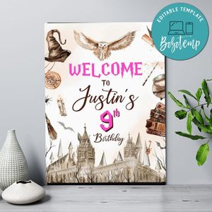 Harry Potter Birthday Welcome Sign Customizable Template Instant Download
