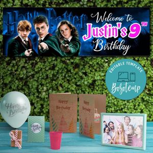 Harry Potter Birthday Banner Customizable Template Instant Download