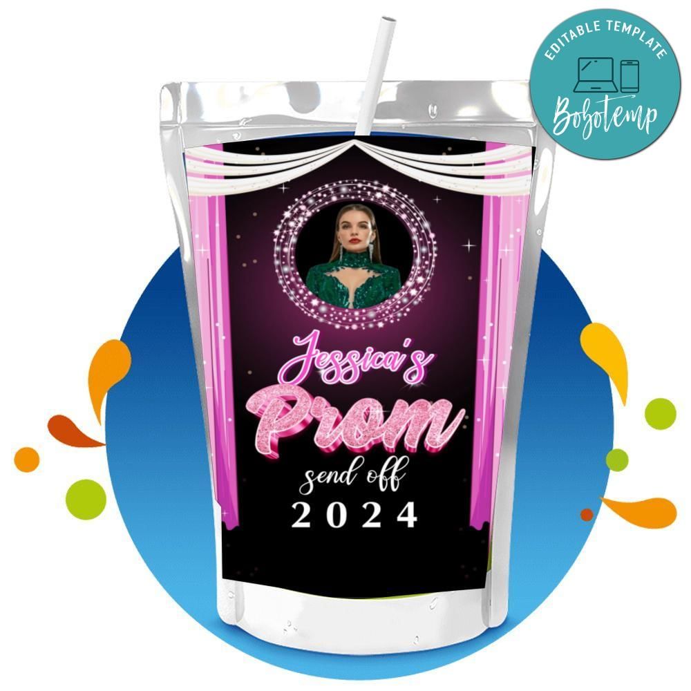 Prom send off Purple Capri Sun Customizable template DIY | Bobotemp Shop