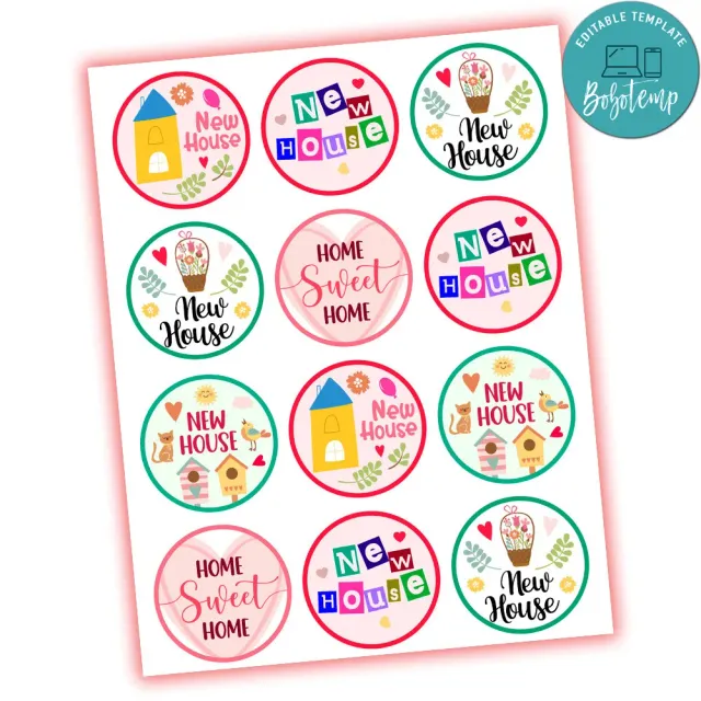 New Home Cupcake Toppers Template Printable DIY | Bobotemp