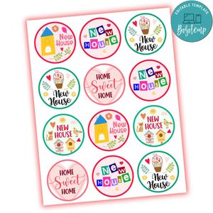 New Home Cupcake Toppers Template Printable Instant Download