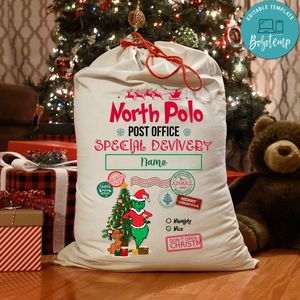 Grinch North Pole express Santa Sack PNG SVG file template