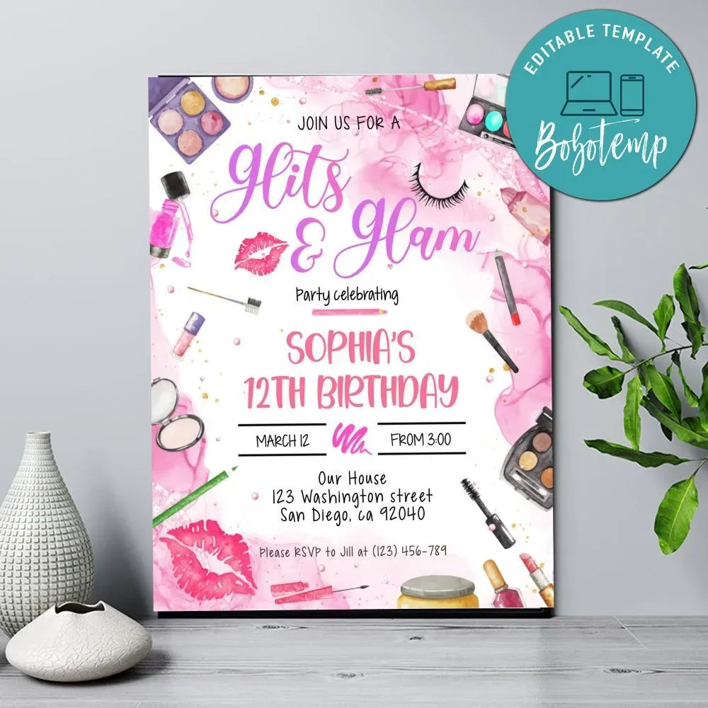 Glitz glam par Poster Sign Customizable Template Instant Download ...