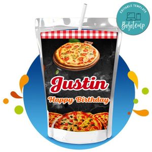 Pizza Party Birthday Capri Sun Customizable template instant download