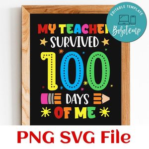 My teacher survived 100 days of me PNG SVG file template