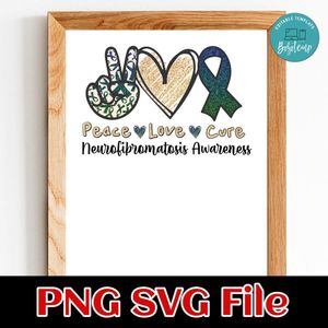 Peace love Cure Neurofibromatosis Awareness PNG file template