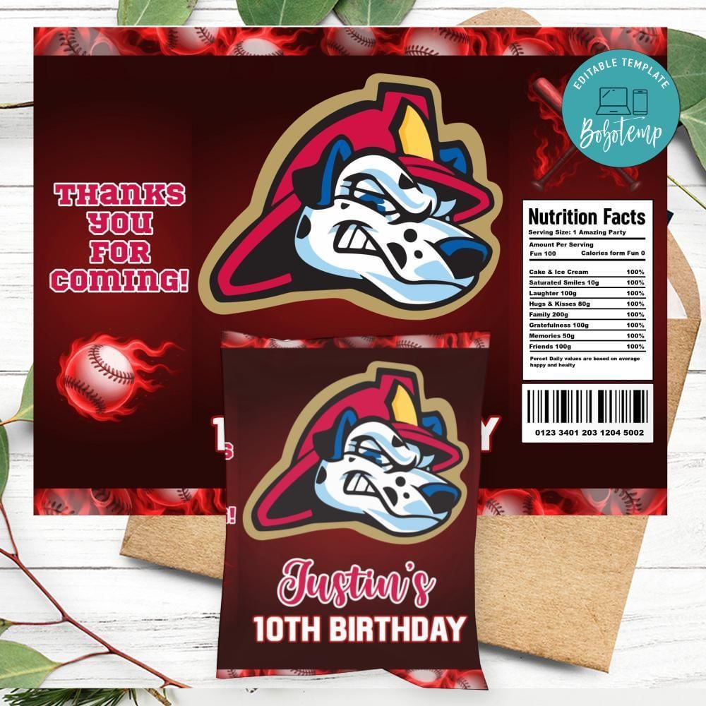 Peoria chiefs Chip Bag Customizable template instant download