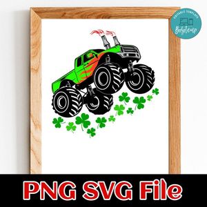 St Patrick’s Day Monster Truck PNG SVG file template