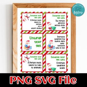 Christmas Gift Exchange Game Card template Customizable instant download