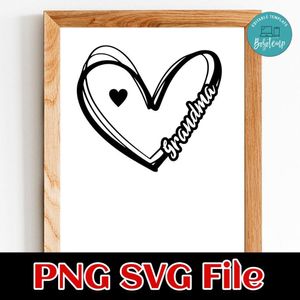 Grandma Mom Heart SVG PNG Customizable Instant Download